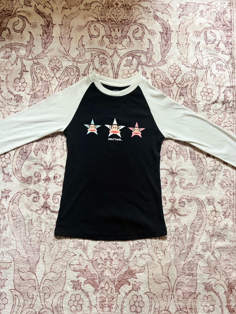 Paul Frank Raglan Graphic Tee in Black & White Size XS Like New
